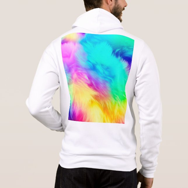 Vivid Rainbow Fluffy Fur Texture-75201 Hoodie (Back)