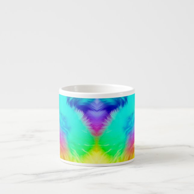 Vivid Rainbow Fluffy Fur Texture Background Design Espresso Cup (Front)