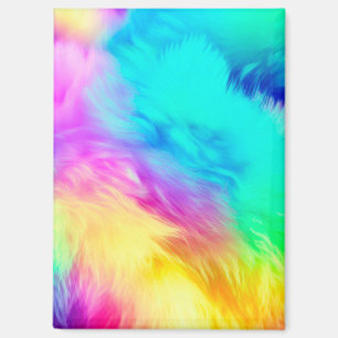 Vivid Rainbow Fluffy Fur Texture Background Design Magnet