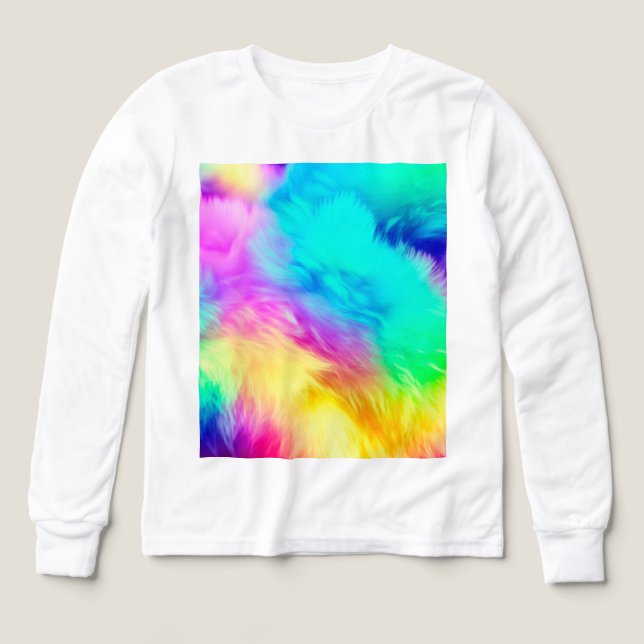 Vivid Rainbow Fluffy Fur Texture Background Design Tri-Blend Shirts (Design Front)