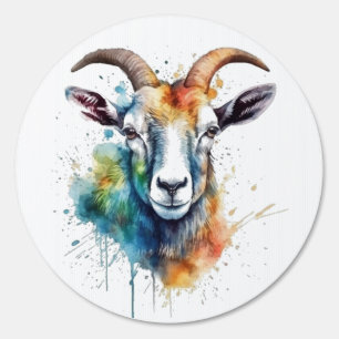 Vivid Rainbow Goat Farmhouse Welcome Art Sign