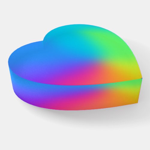 Vivid Rainbow Gradient Heart Block Paperweight