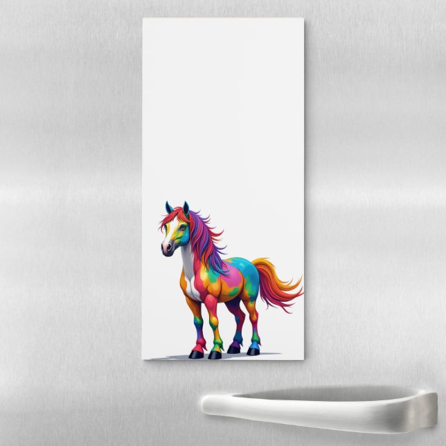 Vivid Rainbow Horse Portrait Magnetic Notepad (In Situ)