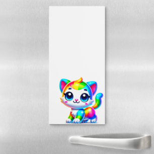 Vivid Rainbow Kitten Portrait Magnetic Notepad