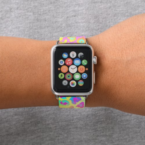 Vivid rainbow leopard pattern youthful fun apple watch band