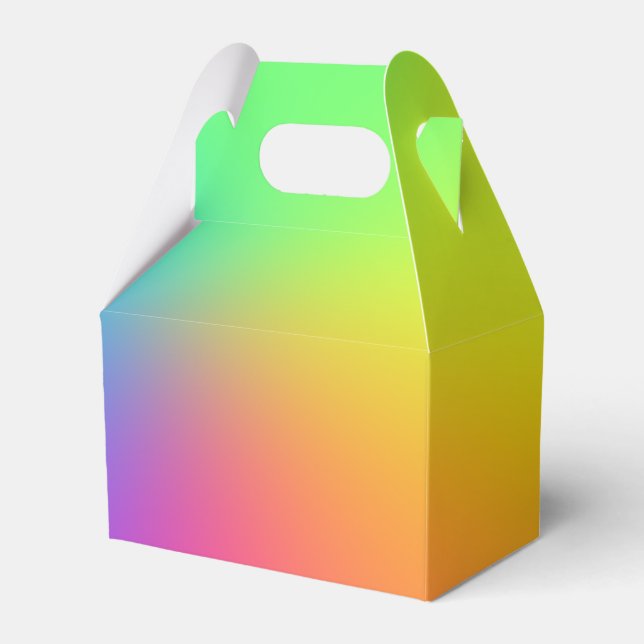 Vivid Rainbow Ombre Birthday Party Favor Boxes (Front Side)
