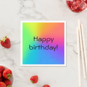 Vivid Rainbow Ombre Birthday Party Napkins