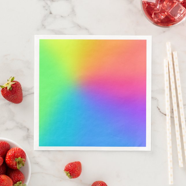 Vivid Rainbow Ombre Birthday Party Paper Dinner Napkins (Insitu)
