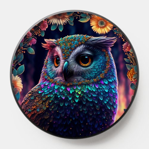 Vivid Rainbow Owl Art Pop Socket