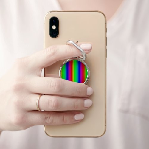 Vivid Rainbow Paint Stripe Line Pattern Phone Ring Stand