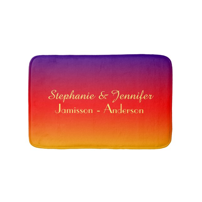 Vivid Rainbow Personalized Name LGBTQ Gay Bathroom Mat (Front)
