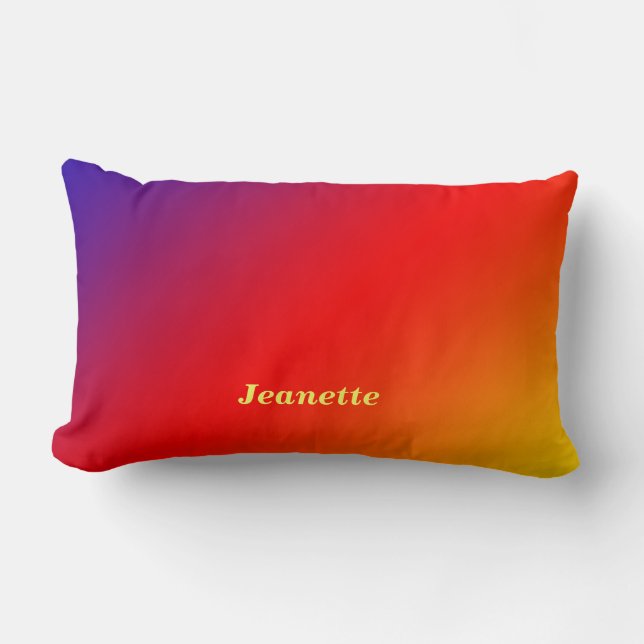 Vivid Rainbow Personalized Name Lumbar Pillow (Front)