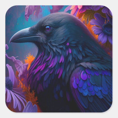 Vivid Rainbow Raven Art Sticker