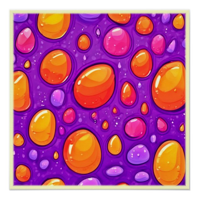 Vivid Raindrop Cartoon Art Poster (Front)