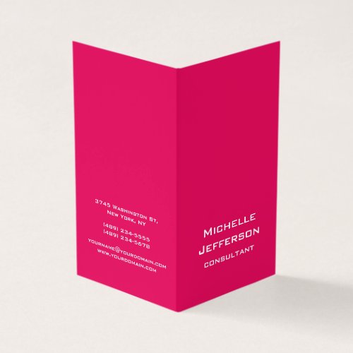 Vivid Raspberry Pinkish Red Modern Stylish Trendy Business Card