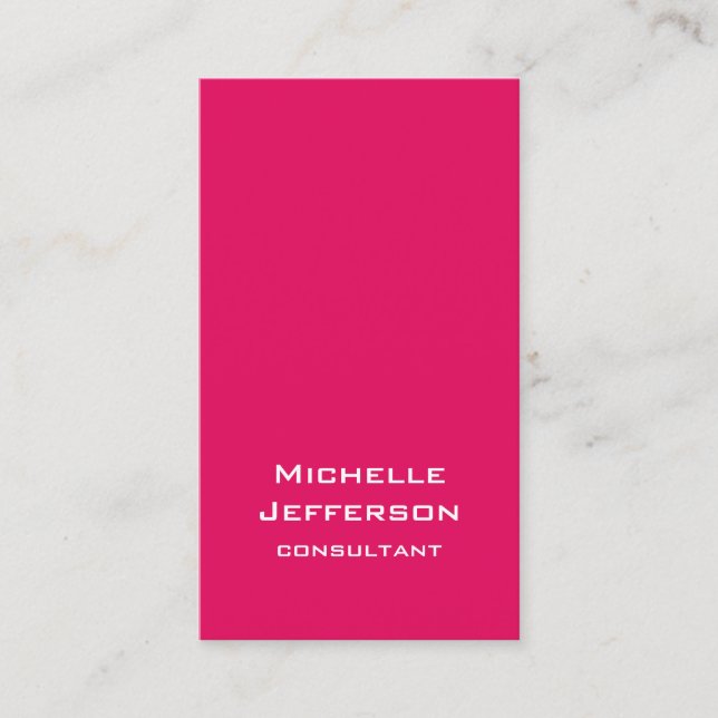 Vivid Raspberry Pinkish Red Modern Stylish Trendy Business Card (Front)
