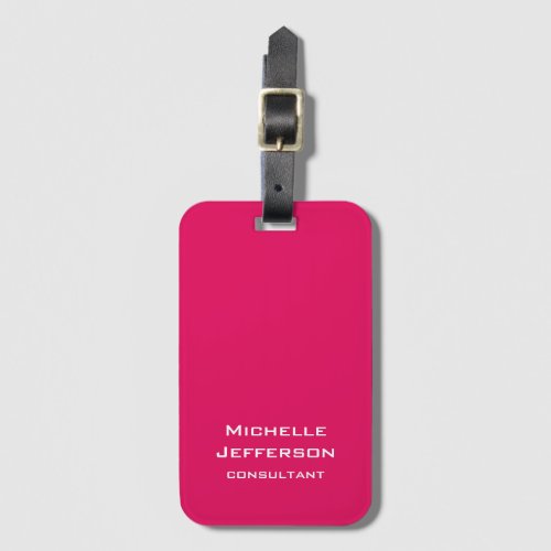 Vivid Raspberry Pinkish Red Modern Stylish Trendy Luggage Tag