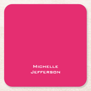 Vivid Raspberry Pinkish Red Modern Stylish Trendy Square Paper Coaster