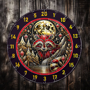 Vivid Red And White Raccoon Glows In Nature Dart Board