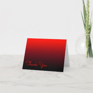 Vivid Red Burgundy and Black Ombre Letterpress Thank You Card