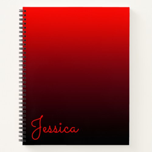 Vivid Red Burgundy and Black Ombre Notebook