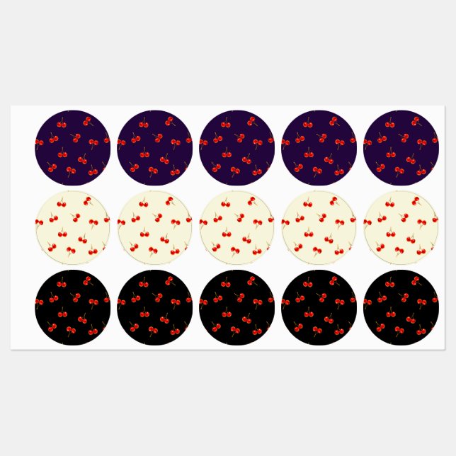 Vivid Red Cherry Labels (Sheet)