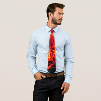 Vivid Red Fire Flames Neck Tie