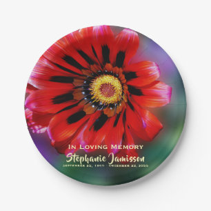Vivid Red Flower Gazania Celebration of Life Paper Plates