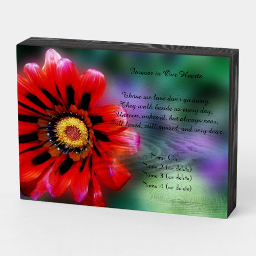 Vivid Red Flower Gazania Those We Love Wooden Box Sign