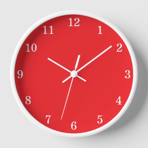Vivid Red Minimalist Wall Clock