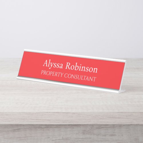 Vivid Red Professional Desk Name Plate