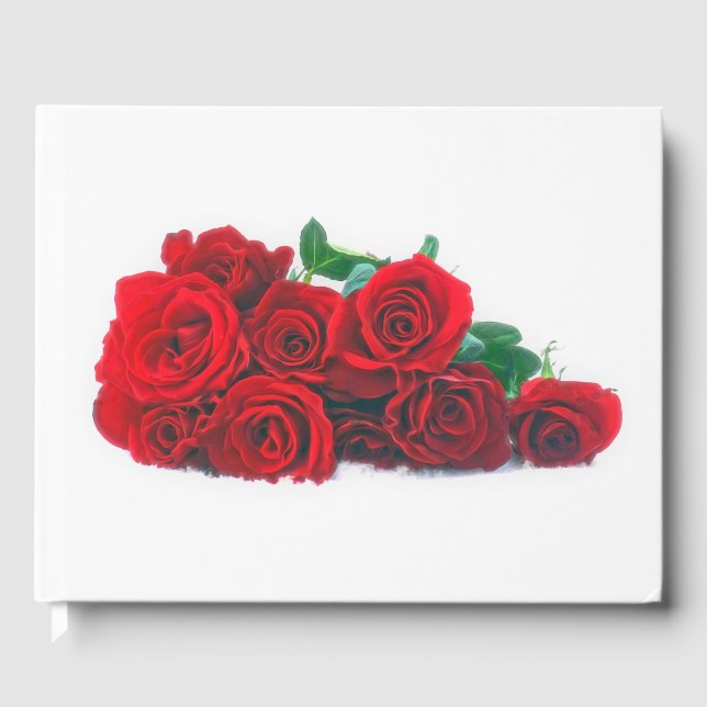 Vivid Red Roses Guest Book (Front)