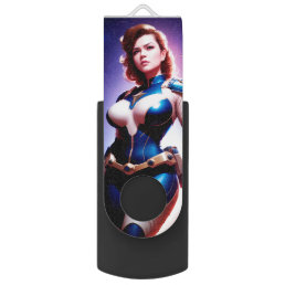 Vivid Retro 50&#39;s Female Sci Fi Space Ranger Flash Drive