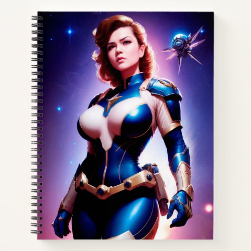 Vivid Retro 50s Female Sci Fi Space Ranger Notebook