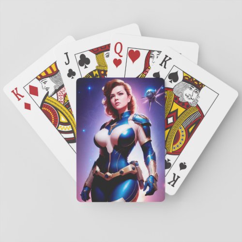 Vivid Retro 50s Female Sci Fi Space Ranger Playing Cards