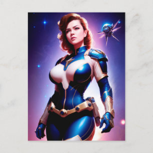 Vivid Retro 50's Female Sci Fi Space Ranger Postcard