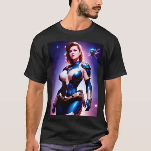 Vivid Retro 50s Female Sci Fi Space Ranger T_Shirt