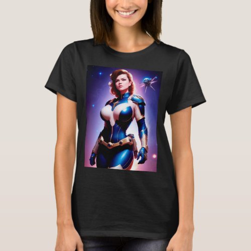 Vivid Retro 50s Female Sci Fi Space Ranger T_Shirt