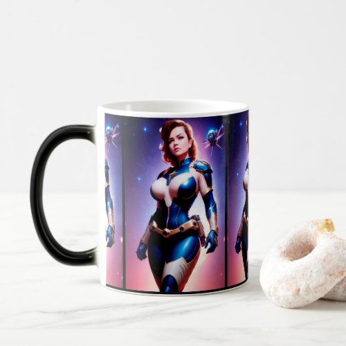 Vivid Retro 50s Female Sci Fi Space Ranger Wrappi Magic Mug
