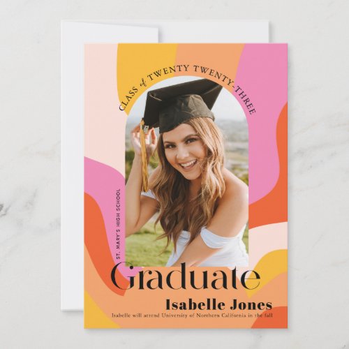 Vivid Retro Color Arch Photo Graduation Invitation