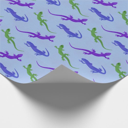 Vivid Salamander Silhouette in Blue Wrapping Paper