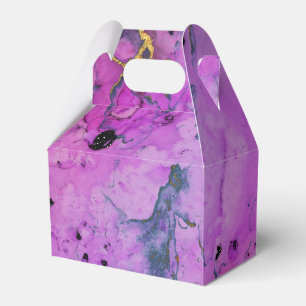 Vivid Shimmering Black and Purple Ink Splash Favor Boxes