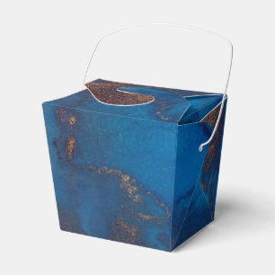 Vivid Shimmering Navy Blue and Copper Ink Splash Favor Boxes