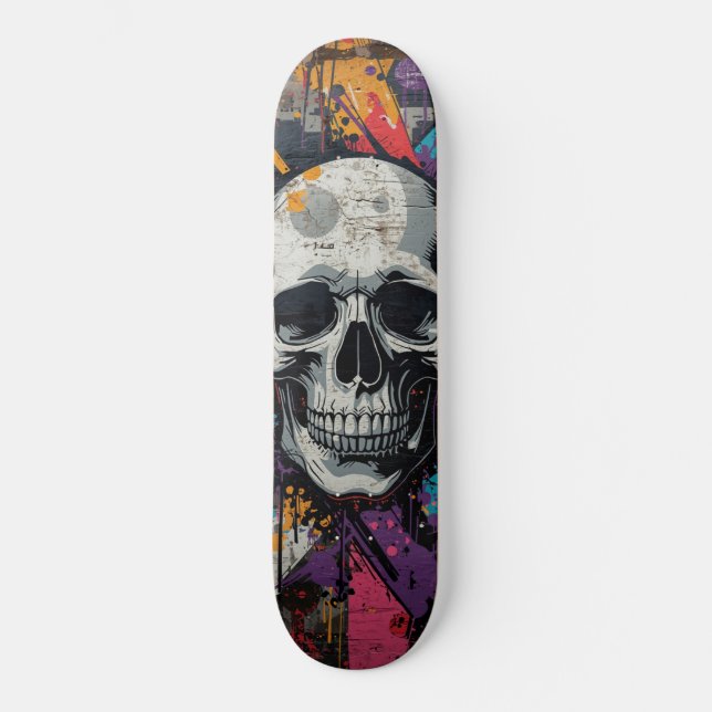 Vivid skull Urban Graffiti Skateboard (Front)