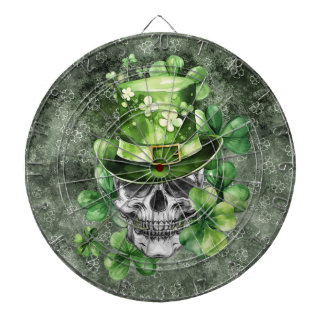 Vivid Skull with Green Hat Illustration Dart Board