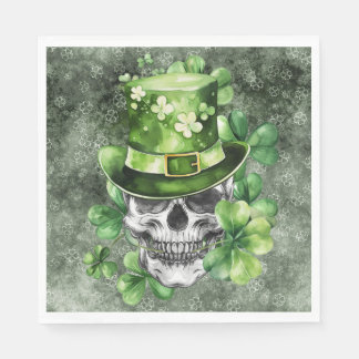 Vivid Skull with Green Hat Illustration Napkins