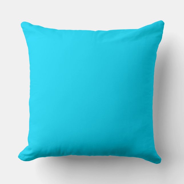 Vivid sky blue #00D9FF Throw Pillow (Front)