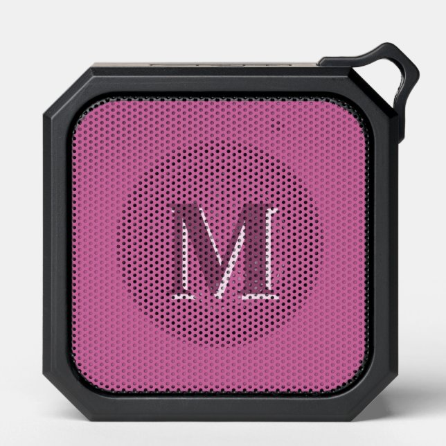 vivid solid pink monogram, bluetooth speaker (Front)