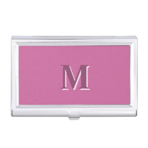vivid solid pink monogram, business card case