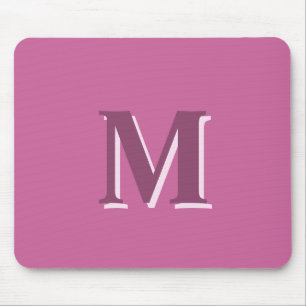vivid solid pink monogram  mouse pad